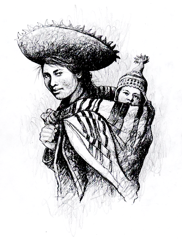 Illustrated Andean woman